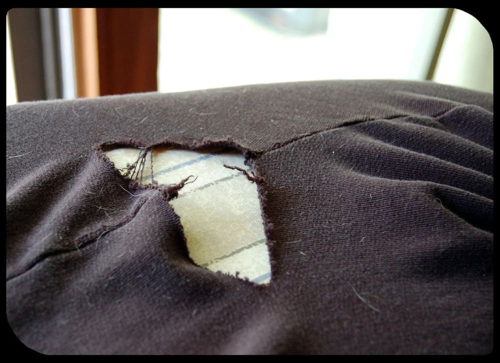 torn pillowcase